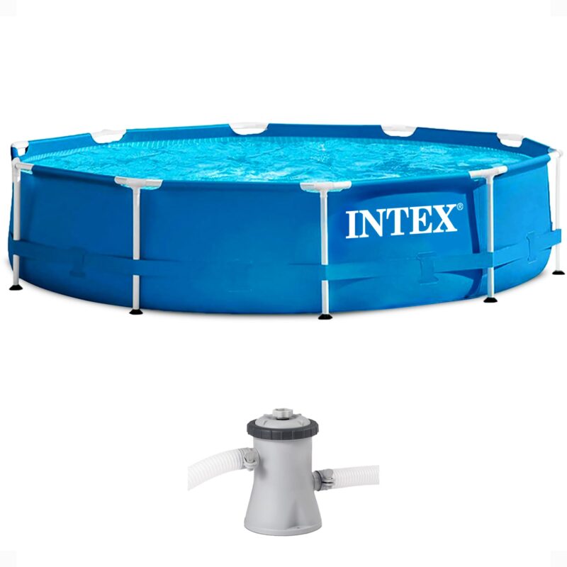 Intex 28211EH Metal Frame Pool Set – 12ft (3.66m) x 30in (76cm) Round Above Ground Swimming Pool with 530 GPH Pump – 1,718 Gallon (6,504L) Capacity – 3-Ply Puncture-Resistant PVC – Rust-Resistant Frame - Image 3