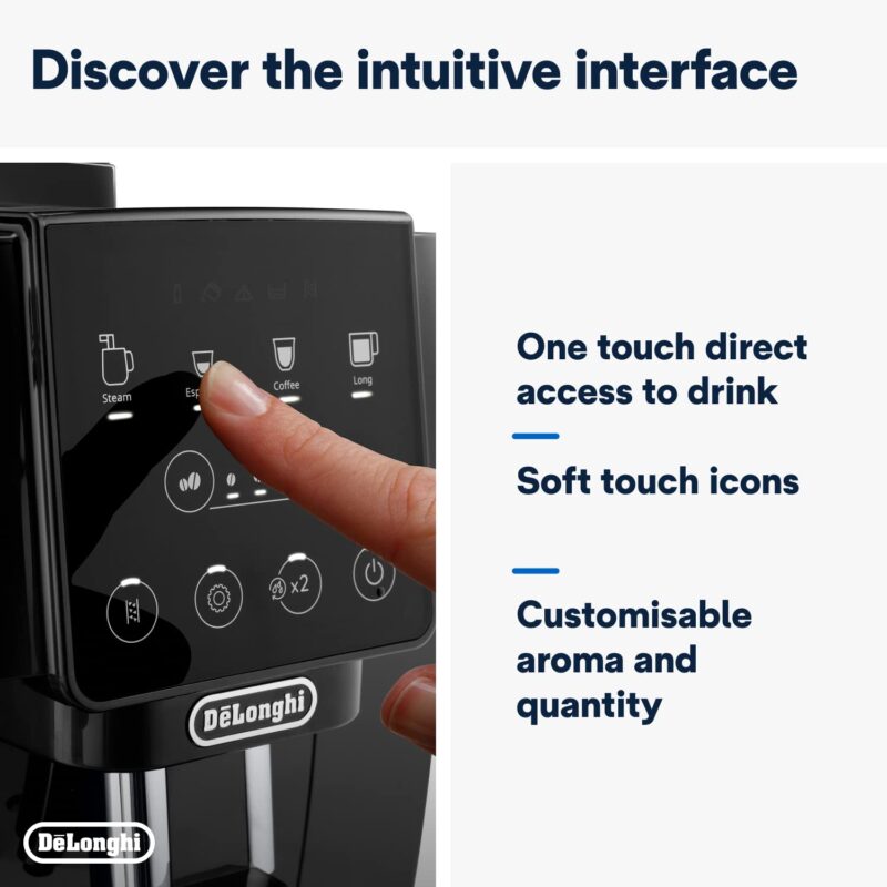De’Longhi Magnifica ECAM222.20.B – Automatic Bean-to-Cup Espresso Machine with 4 One-Touch Recipes & Milk Nozzle, 1450 W (Black) - Image 13
