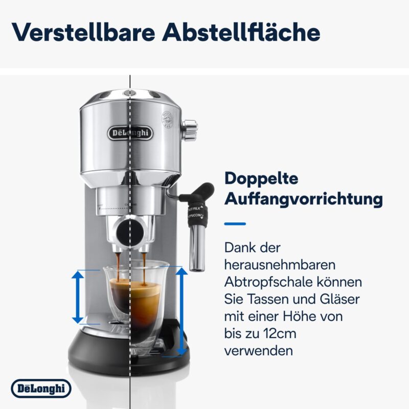 De'Longhi Dedica Style EC685.M Espresso Machine – Slim 15 cm Design, Milk Frother, 15-Bar Pressure, 1L Water Tank, Compatible with Ground Coffee & ESE Pods, Stainless Steel - Image 18