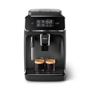 Philips 2200 Series EP2220/10 – Fully Automatic Espresso Machine with Pannarello Frother, Ceramic Grinder & AquaClean Filter (Matte Black)