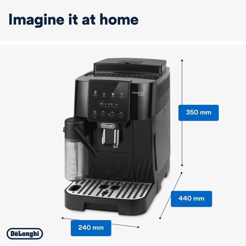 De’Longhi Magnifica ECAM222.20.B – Automatic Bean-to-Cup Espresso Machine with 4 One-Touch Recipes & Milk Nozzle, 1450 W (Black) - Image 7