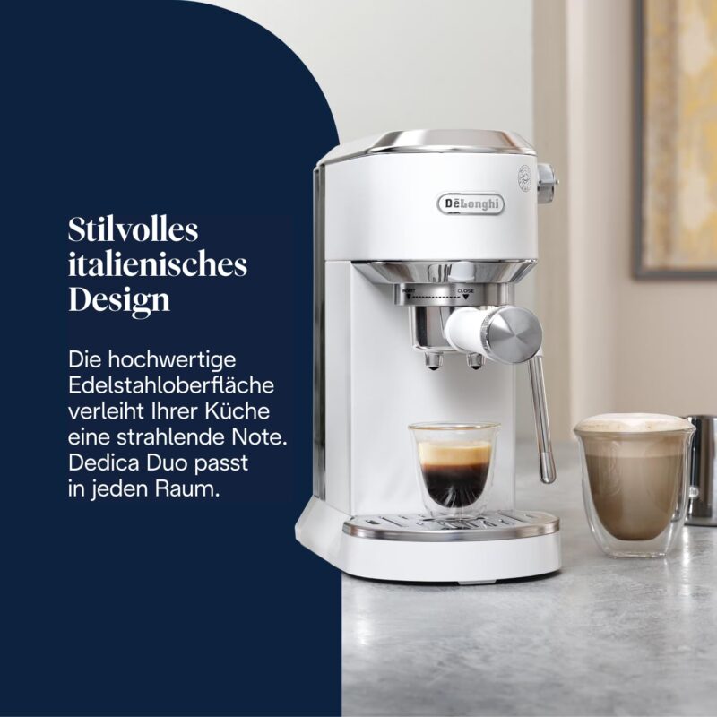 De'Longhi Dedica Style EC685.M Espresso Machine – Slim 15 cm Design, Milk Frother, 15-Bar Pressure, 1L Water Tank, Compatible with Ground Coffee & ESE Pods, Stainless Steel - Image 55