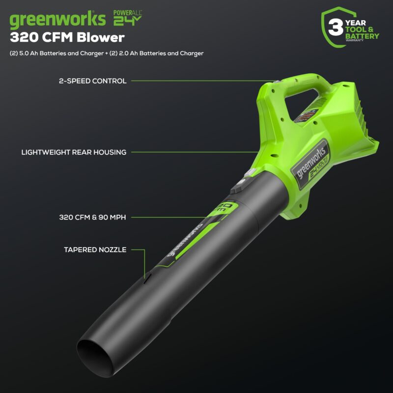 Greenworks 48V Brushless Cordless Push Lawn Mower – 17″ (43 cm) Deck, Dual 4.0 Ah Batteries & Rapid Charger, 45 Min Runtime - Image 13