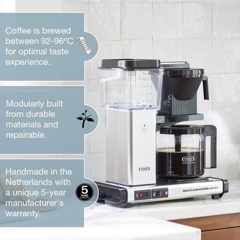 Moccamaster KBG Select Drip Coffee Maker – 1.25 L, Quantity Selector, UK Plug, Off-White - Image 59