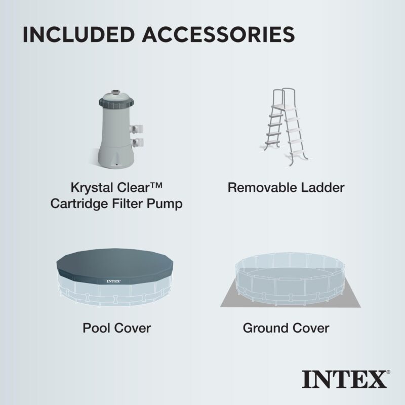 Intex 26701EH Prism Frame 10ft (3.05m) x 30in (76cm) Above Ground Pool Set – 1,185 Gallon (4,486L) Capacity with Filter Pump – Rust & Puncture Resistant, Quick Setup - Image 12
