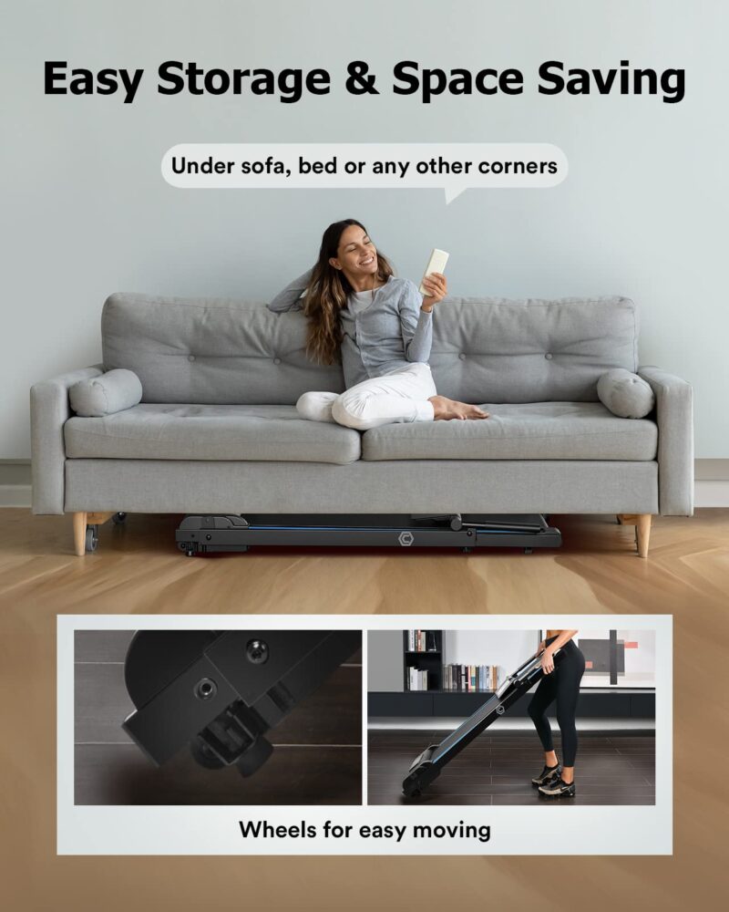 UREVO Under-Desk Walking Pad Treadmill – 0.6–6.2 MPH (1–10 km/h), 100 kg Capacity, Remote Control & LED Display, Foldable Compact Design - Image 15