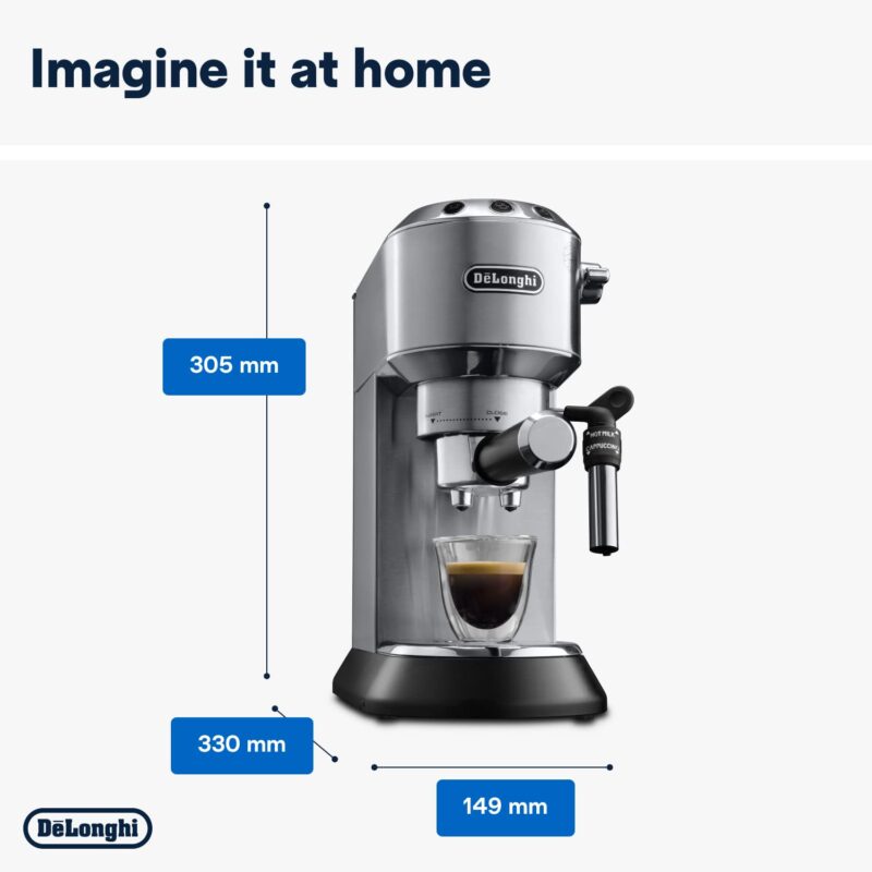 De’Longhi Dedica Style EC685M – 15-Bar Pump Espresso & Cappuccino Machine with Adjustable Cappuccino System, Slim 15 cm Silver Design - Image 14