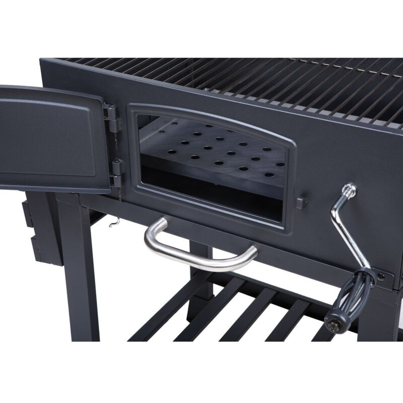 CosmoGrill Outdoor XL Charcoal Smoker BBQ Grill – Adjustable Charcoal Pan, Built-in Thermometer, 2 Side Tables, Chimney & Wheels – Portable Garden Barbecue Smoker - Image 7