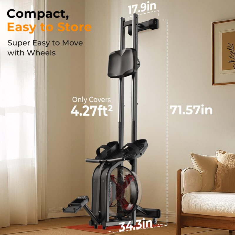 YOSUDA Magnetic & Water Rowing Machine – Foldable Home Rower, 159 kg Capacity, Bluetooth App, Tablet Holder & Comfortable Seat - Image 30