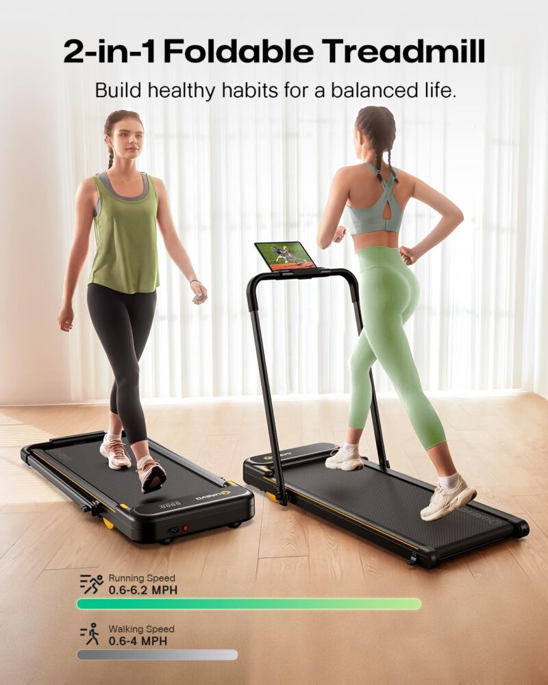 UREVO Smart 2-in-1 Folding Treadmill – 1–10 km/h, 120 kg Capacity, Safety Handle & Dual LED Displays, Remote & App Control, Compact 130×57×12 cm - Image 12