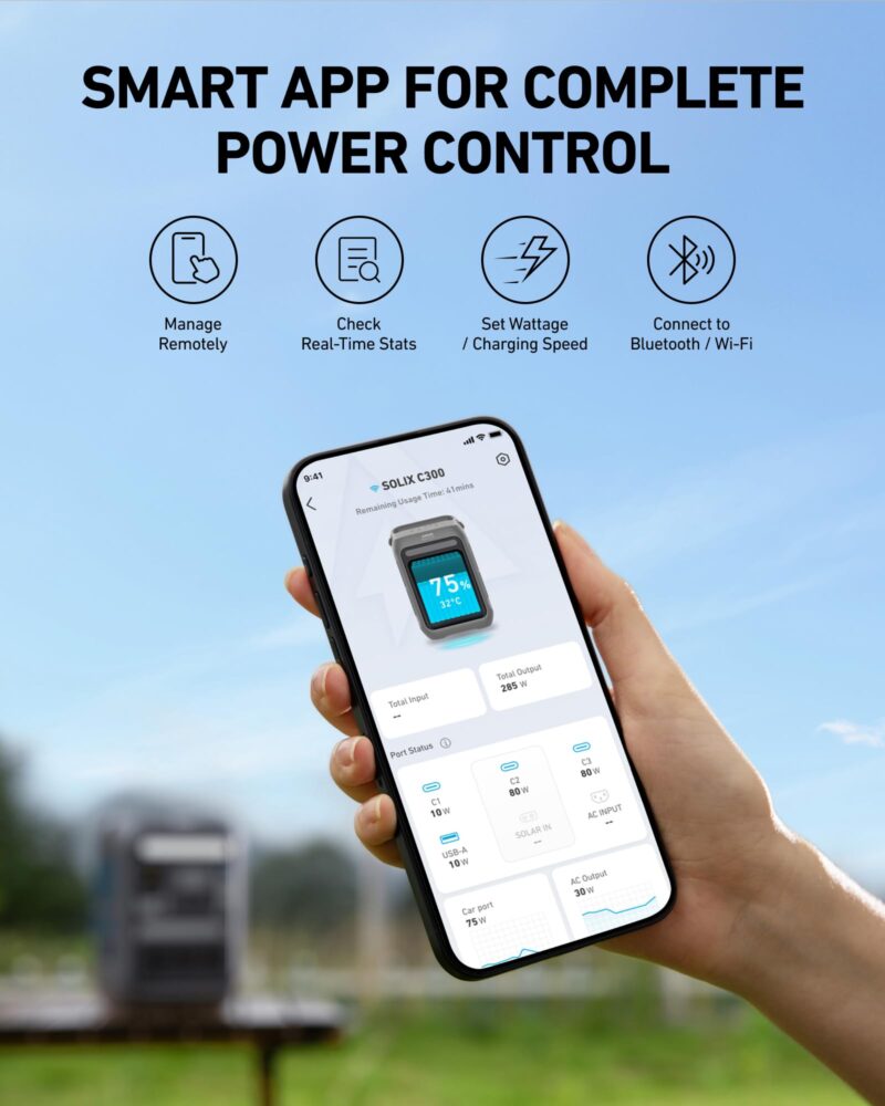 Anker SOLIX C300 Portable Power Station – 288 Wh LiFePO₄, 300 W (600 W Surge), 140 W Two-Way Fast Charge, 8-Port Solar Generator for Camping & Emergencies - Image 13