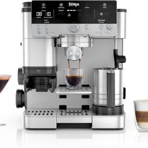 Ninja Luxe Premier 3-in-1 Coffee Machine – Espresso, Cold Brew & Latte Maker with Grinder, Milk Frother & Auto Presets | Silver | ES601UK
