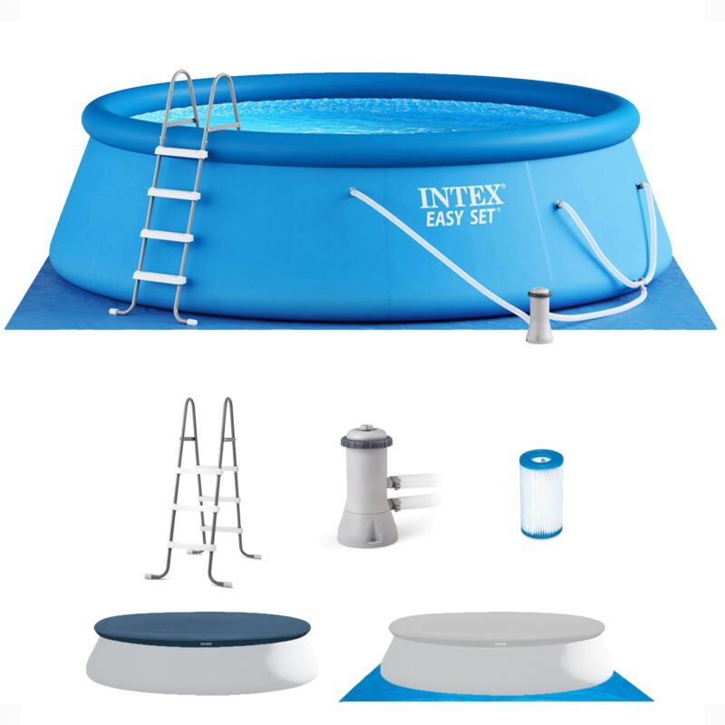 Intex 28167EH Easy Set Inflatable Pool Set – 15ft (4.57m) x 48in (122cm) Round Above Ground Pool with 1,000 GPH Pump, Ladder, Cover & Ground Cloth – 3,736 Gallon (14,141L) Capacity – 3-Ply PVC - Image 4