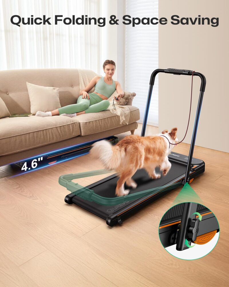 UREVO Smart 2-in-1 Folding Treadmill – 1–10 km/h, 120 kg Capacity, Safety Handle & Dual LED Displays, Remote & App Control, Compact 130×57×12 cm - Image 8