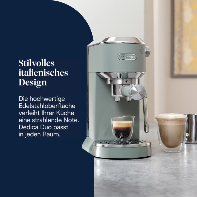 De'Longhi Dedica Style EC685.M Espresso Machine – Slim 15 cm Design, Milk Frother, 15-Bar Pressure, 1L Water Tank, Compatible with Ground Coffee & ESE Pods, Stainless Steel - Image 41
