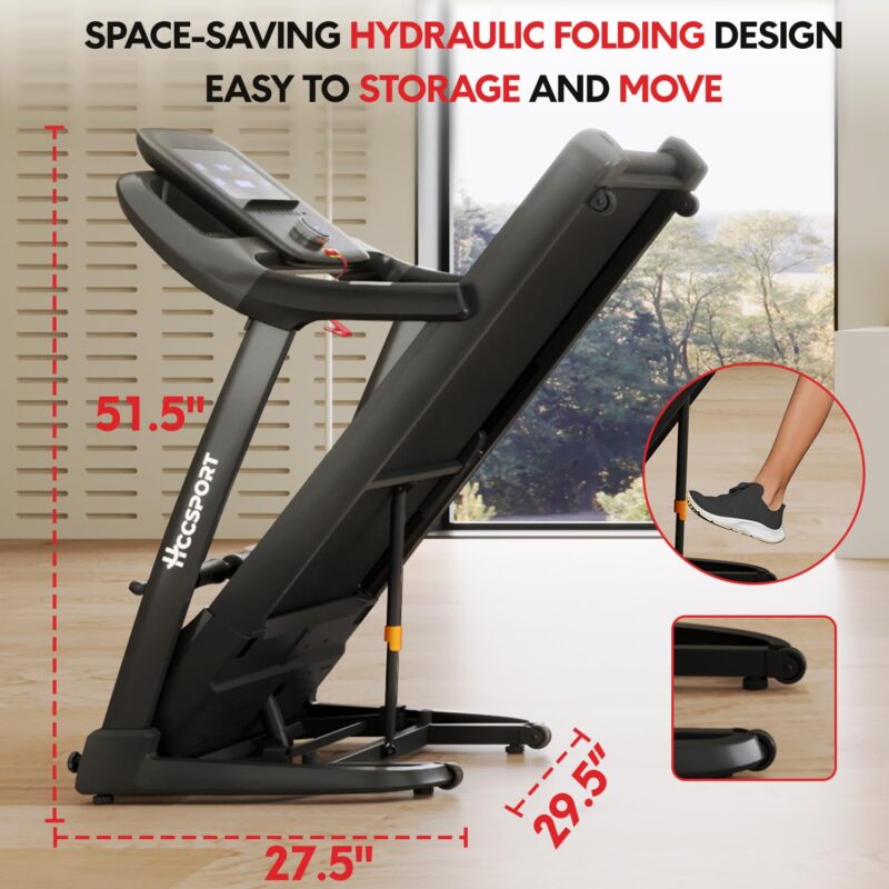 Hccsport 3-in-1 Under Desk Treadmill with Incline & Removable Desk – 3.5 HP Foldable Walking Pad, 0.6–8 MPH, 42.5″×16.5″ Belt, Wristband Remote - Image 21