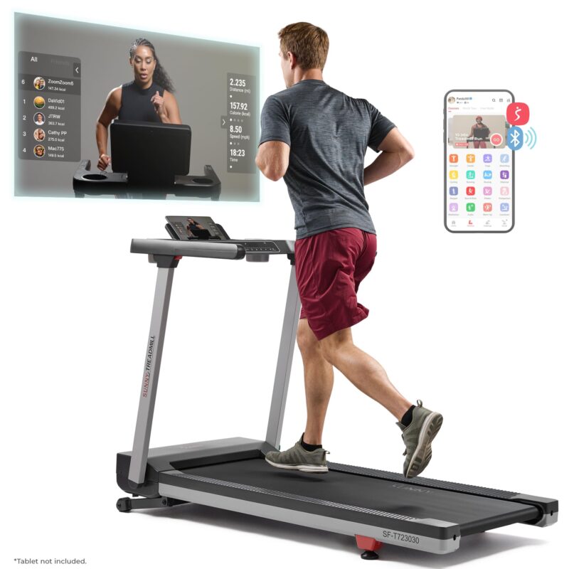 Sunny Health & Fitness Foldable Treadmill – 2.5 HP Brushless Motor, 0–16 km/h, 15-Level Auto Incline, 50 cm Deck, Bluetooth & SunnyFit App - Image 2