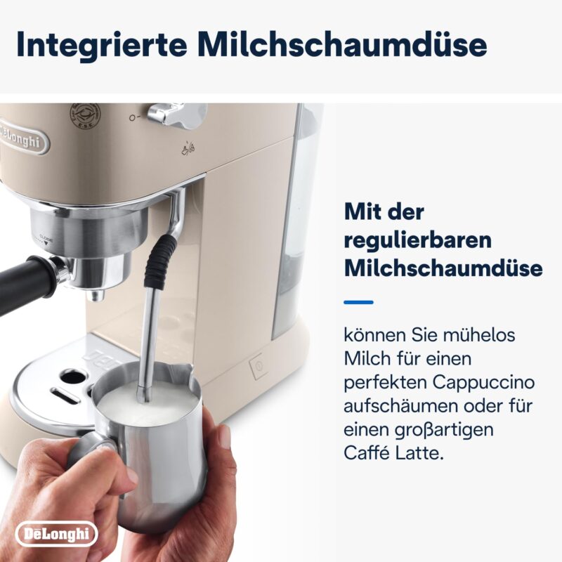 De'Longhi Dedica Style EC685.M Espresso Machine – Slim 15 cm Design, Milk Frother, 15-Bar Pressure, 1L Water Tank, Compatible with Ground Coffee & ESE Pods, Stainless Steel - Image 23