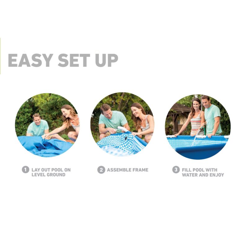 Intex 28211EH Metal Frame Pool Set – 12ft (3.66m) x 30in (76cm) Round Above Ground Swimming Pool with 530 GPH Pump – 1,718 Gallon (6,504L) Capacity – 3-Ply Puncture-Resistant PVC – Rust-Resistant Frame - Image 9