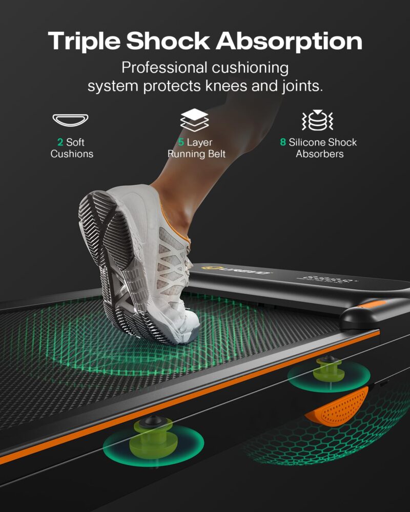 UREVO Smart 2-in-1 Folding Treadmill – 1–10 km/h, 120 kg Capacity, Safety Handle & Dual LED Displays, Remote & App Control, Compact 130×57×12 cm - Image 6