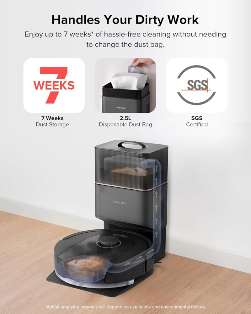 Roborock Q5 Pro+ Robot Vacuum and Mop with Self-Emptying Dock, 5500Pa Suction, DuoRoller Brush, LiDAR Navigation, Smart Mapping, Perfect for Pet Hair, Hard Floors & Carpets - Image 2