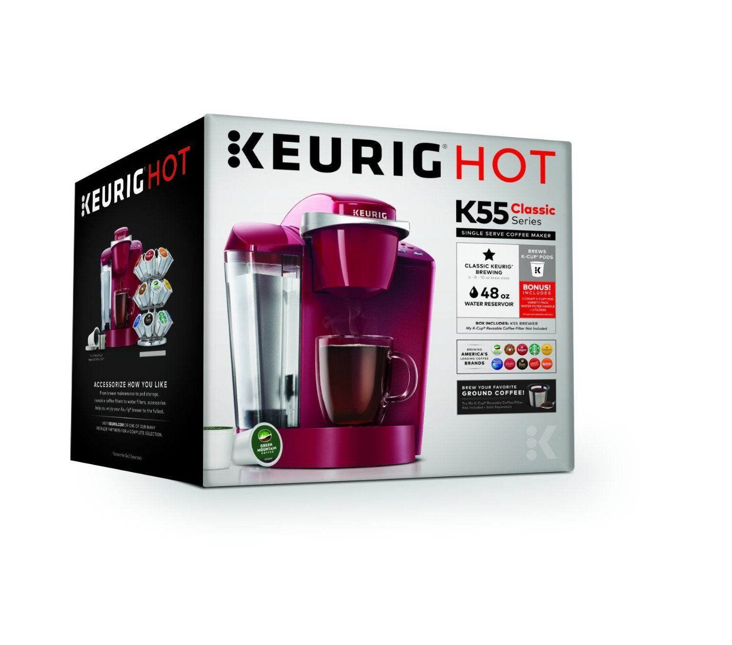 Keurig K-Classic Single Serve Coffee Maker – Programmable Drip Machine for K-Cup Pods, 3 Brew Sizes (6–10 oz / 177–296 ml), 48oz (1.42 L) Removable Reservoir, Auto-Off, Black - Image 3