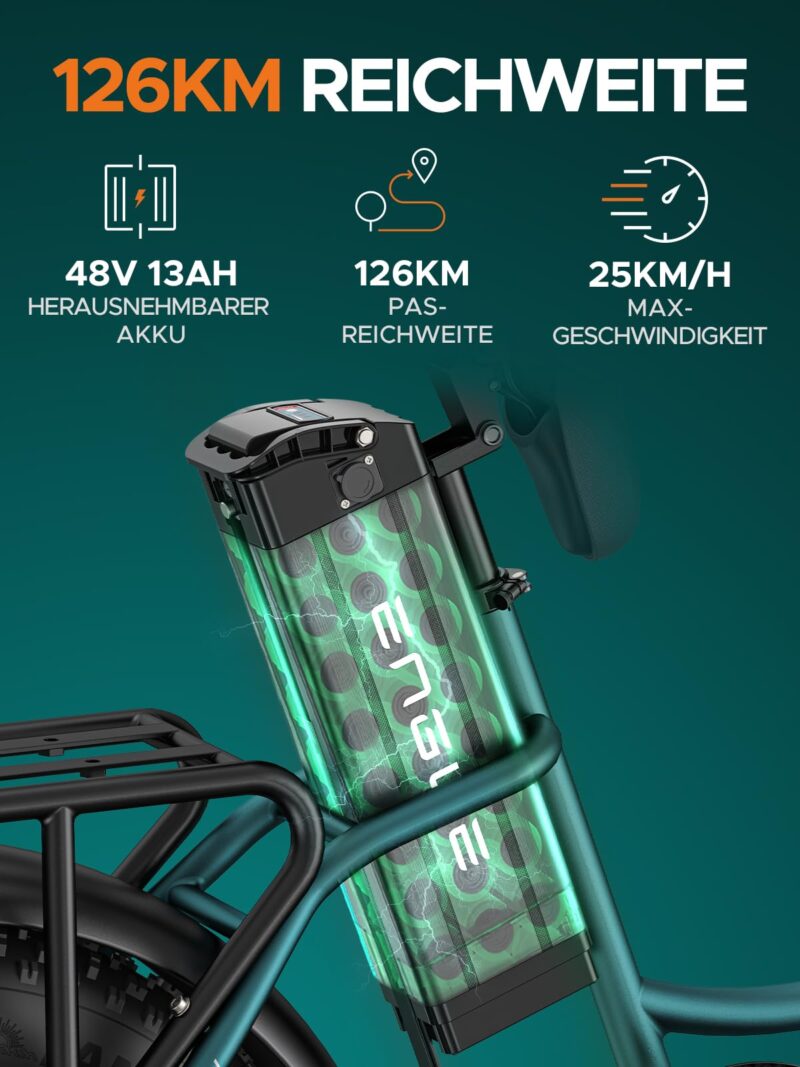 ENGWE L20 BOOST 20″ / 508 mm Fat-Tyre E-Bike – 250 W Motor, 48 V 13 Ah Battery, 75 Nm Torque, 150 km / 93 mi Range - Image 6