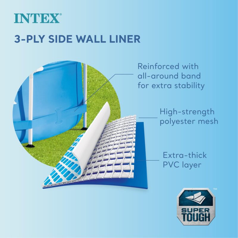 Intex 28211EH Metal Frame Pool Set – 12ft (3.66m) x 30in (76cm) Round Above Ground Swimming Pool with 530 GPH Pump – 1,718 Gallon (6,504L) Capacity – 3-Ply Puncture-Resistant PVC – Rust-Resistant Frame - Image 7
