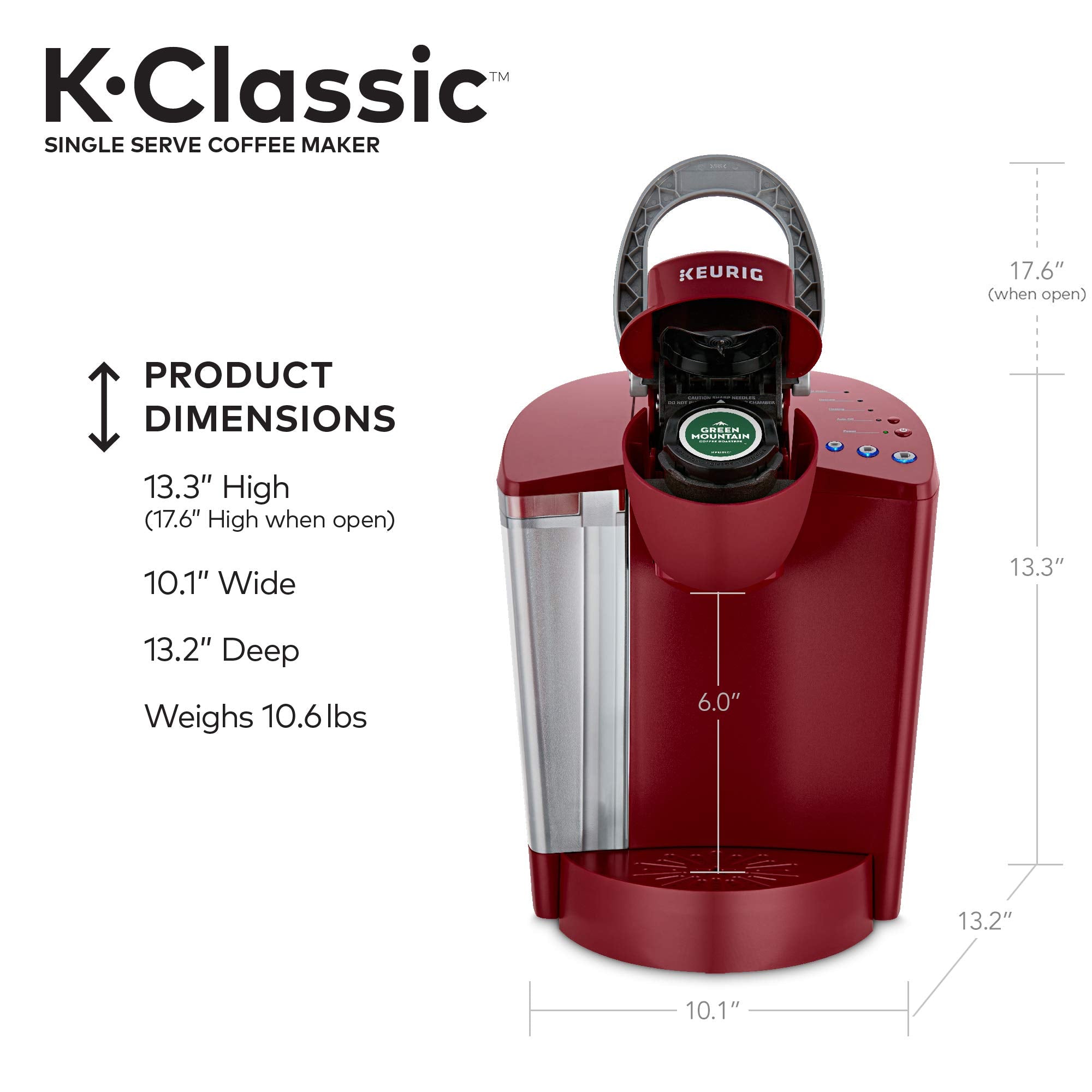 Keurig K-Classic Single Serve Coffee Maker – Programmable Drip Machine for K-Cup Pods, 3 Brew Sizes (6–10 oz / 177–296 ml), 48oz (1.42 L) Removable Reservoir, Auto-Off, Black - Image 4