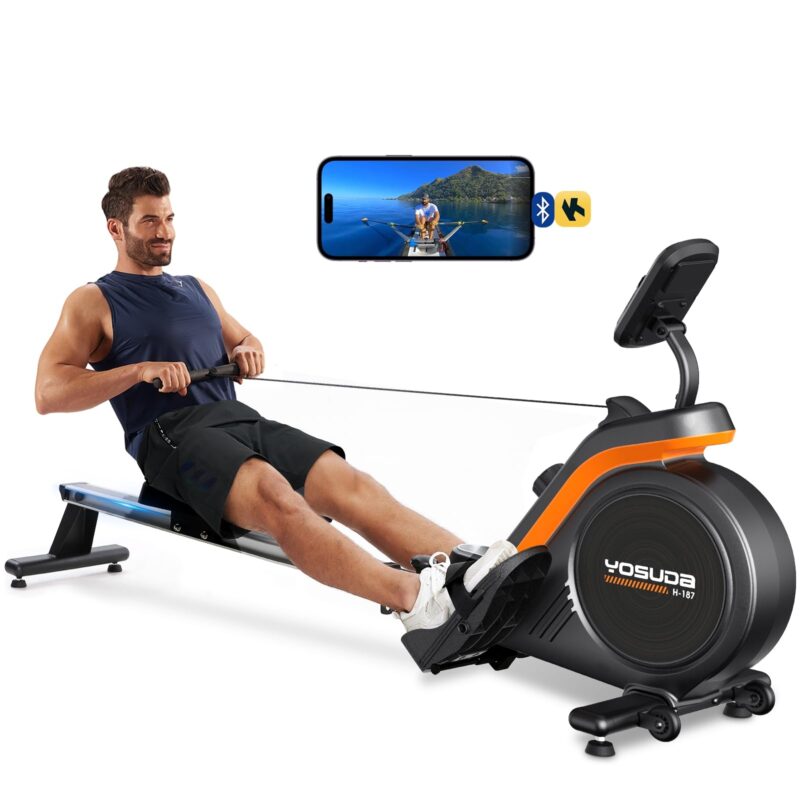 YOSUDA Magnetic & Water Rowing Machine – Foldable Home Rower, 159 kg Capacity, Bluetooth App, Tablet Holder & Comfortable Seat - Image 3
