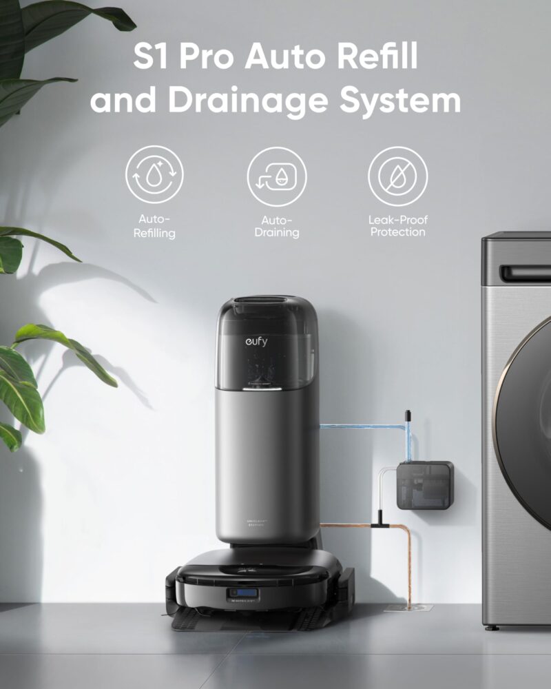 eufy Omni S1 Pro Robot Vacuum and Mop, 8000Pa Suction, Self-Emptying & Mop Washing, HydroJet Ozone Cleaning, Smart Obstacle Avoidance, All-in-One Station - Image 12