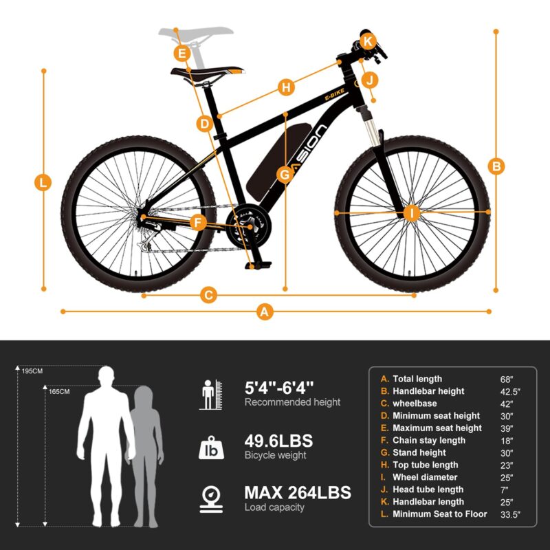 Jasion EB5 26″ / 66 cm Electric Bike – 350 W Motor, Removable 36 V Battery, 40 mi / 64 km Range - Image 26