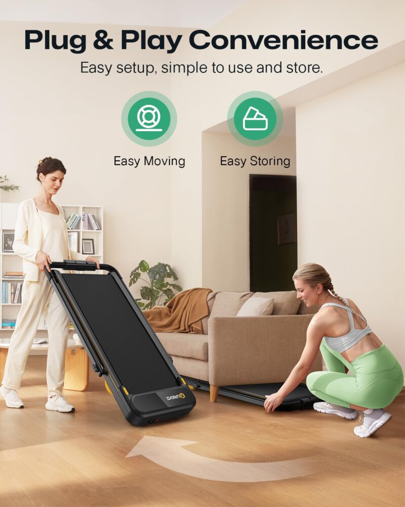 UREVO Smart 2-in-1 Folding Treadmill – 1–10 km/h, 120 kg Capacity, Safety Handle & Dual LED Displays, Remote & App Control, Compact 130×57×12 cm - Image 16