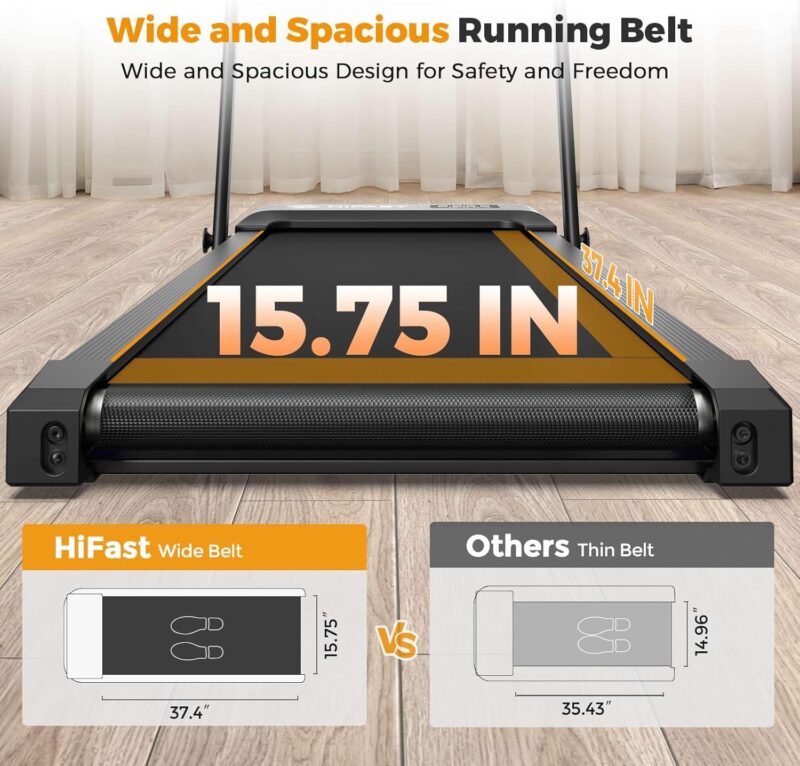HiFast Under-Desk Walking Pad Treadmill – 0.6–7.6 MPH, 8% Incline, 300 lb Capacity, Foldable with Handle, Remote & App Control - Image 8