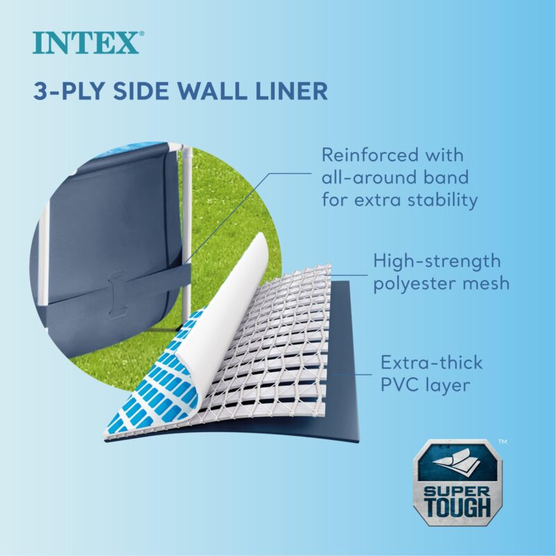 Intex 28211EH Metal Frame Pool Set – 12ft (3.66m) x 30in (76cm) Round Above Ground Swimming Pool with 530 GPH Pump – 1,718 Gallon (6,504L) Capacity – 3-Ply Puncture-Resistant PVC – Rust-Resistant Frame - Image 15