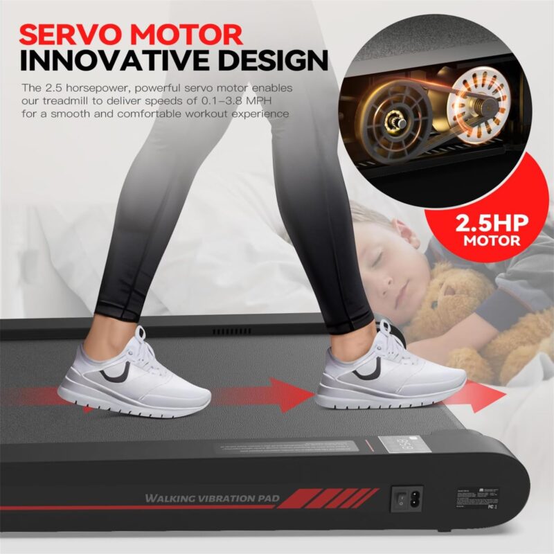 Sperax 3-in-1 Under-Desk Walking Pad – App & Remote-Controlled Vibration Treadmill, 2.5 HP Quiet Motor, 9% Auto-Incline (Red) - Image 9