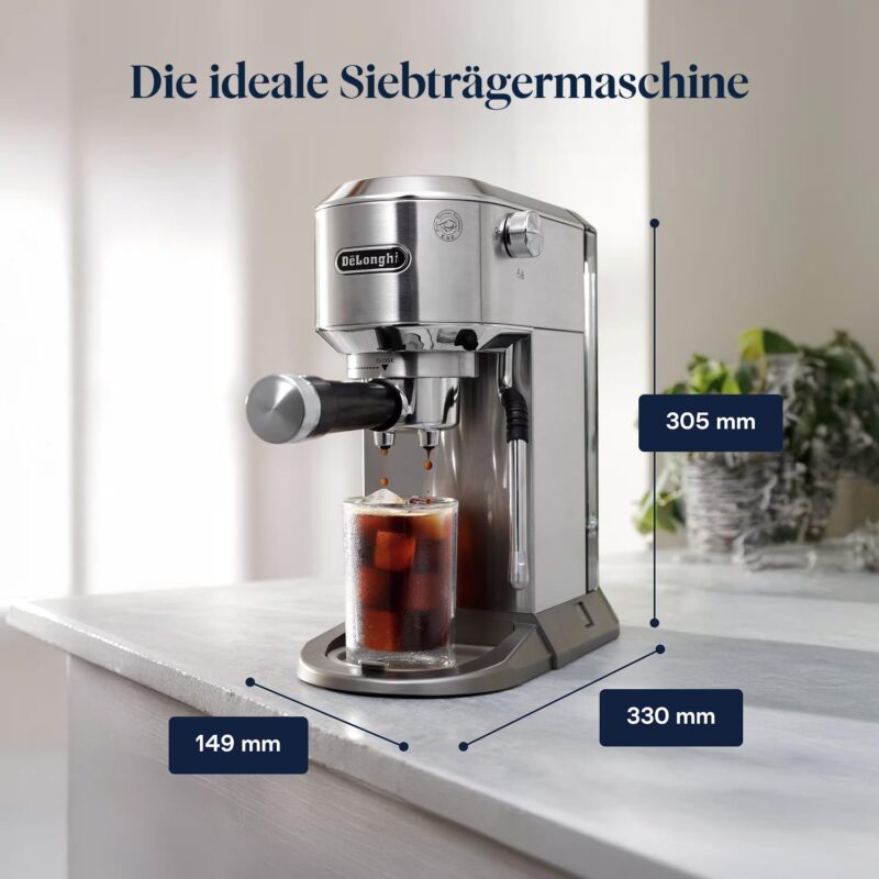 De'Longhi Dedica Style EC685.M Espresso Machine – Slim 15 cm Design, Milk Frother, 15-Bar Pressure, 1L Water Tank, Compatible with Ground Coffee & ESE Pods, Stainless Steel - Image 53