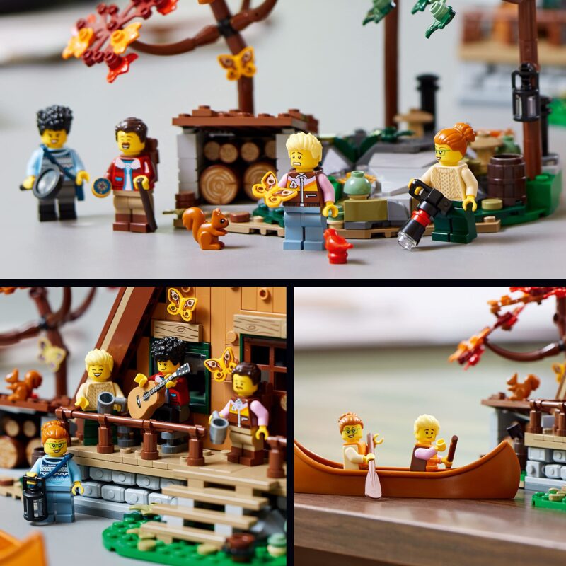 LEGO Ideas A-Frame Cabin 21338 – Collectible Display Set for Adults, Nature-Inspired Model with Minifigures and Animal Figures, Architecture Gift Idea - Image 5