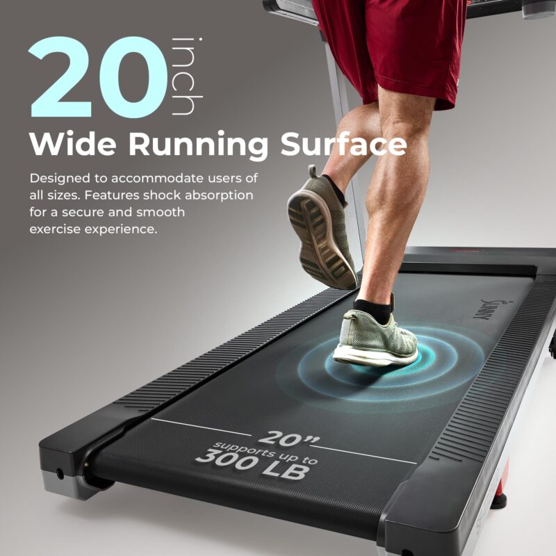 Sunny Health & Fitness Foldable Treadmill – 2.5 HP Brushless Motor, 0–16 km/h, 15-Level Auto Incline, 50 cm Deck, Bluetooth & SunnyFit App - Image 12
