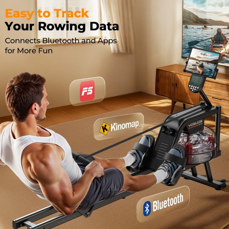YOSUDA Magnetic & Water Rowing Machine – Foldable Home Rower, 159 kg Capacity, Bluetooth App, Tablet Holder & Comfortable Seat - Image 29