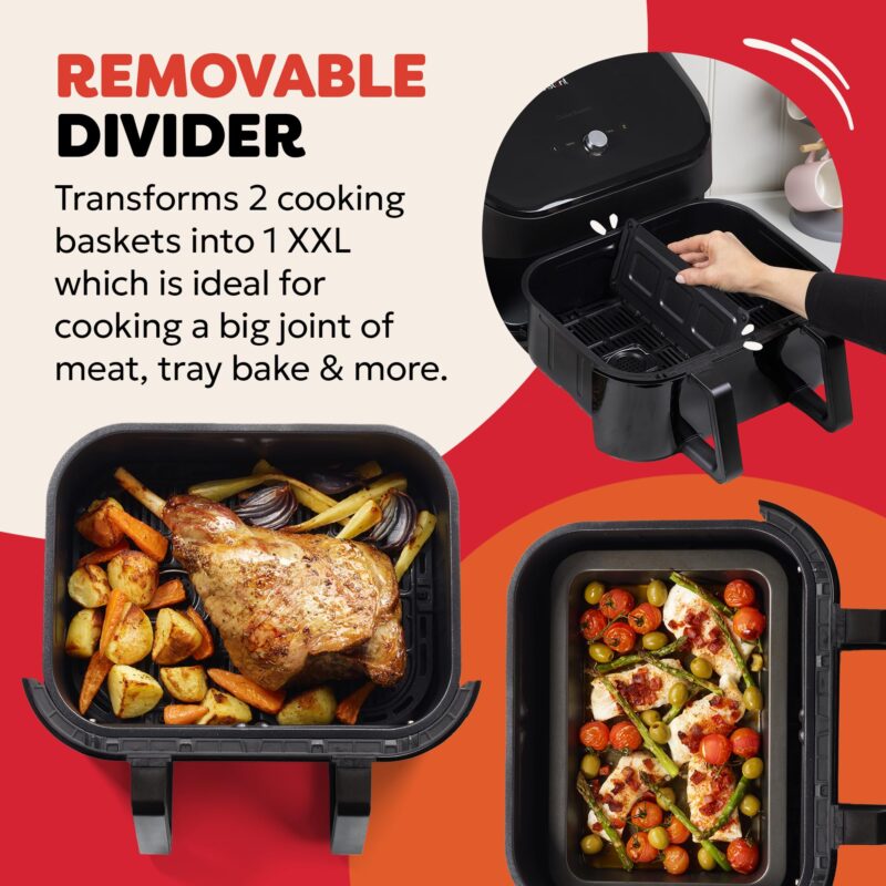 Instant Pot VersaZone Dual Air Fryer 8.5L – Double Basket with Divider, 8-in-1 Smart Cooking, Energy Saving, Easy Clean, Black Stainless Steel - Image 24