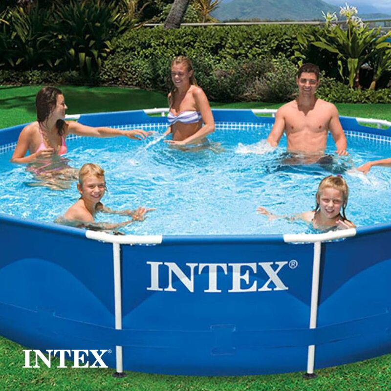 Intex 28211EH Metal Frame Pool Set – 12ft (3.66m) x 30in (76cm) Round Above Ground Swimming Pool with 530 GPH Pump – 1,718 Gallon (6,504L) Capacity – 3-Ply Puncture-Resistant PVC – Rust-Resistant Frame - Image 11