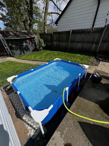 Intex 9.8ft x 6.6ft x 29.5in (300cm x 201cm x 75cm) Rectangular Above Ground Pool with Metal Frame & Flow Control Valve – Easy Setup Family Backyard Pool – 4,500L Capacity – Blue photo review