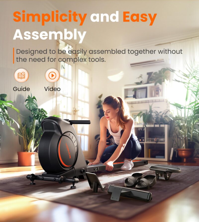 YOSUDA Magnetic & Water Rowing Machine – Foldable Home Rower, 159 kg Capacity, Bluetooth App, Tablet Holder & Comfortable Seat - Image 17