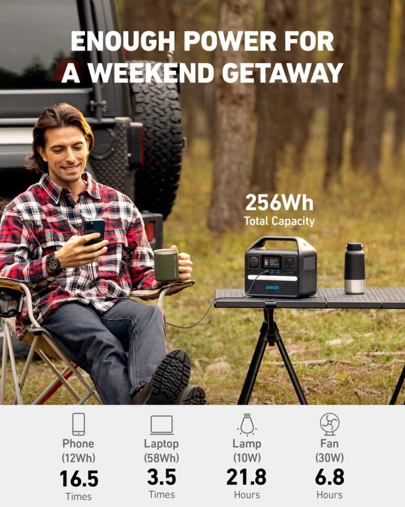 Anker 521 Portable Power Station 256Wh – LiFePO4 Battery | 300W AC Output (600W Surge) | 60W USB-C PD, 6 Ports, Solar-Compatible PowerHouse for Camping, Emergency, Travel & Outdoor Use - Image 10