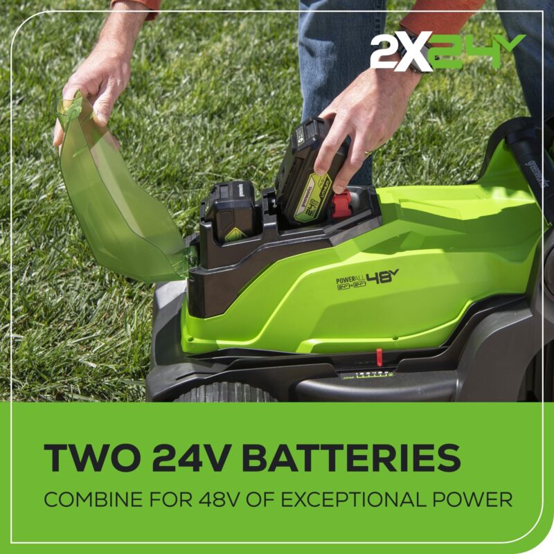 Greenworks 48V Brushless Cordless Push Lawn Mower – 17″ (43 cm) Deck, Dual 4.0 Ah Batteries & Rapid Charger, 45 Min Runtime - Image 34