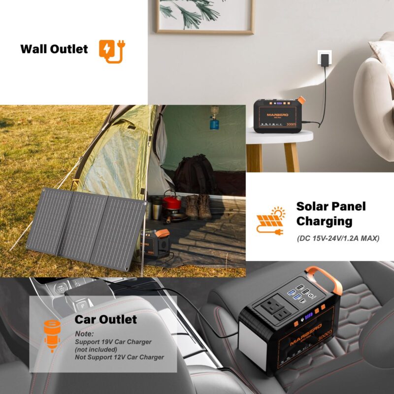 MARBERO M82 Portable Power Station – 88Wh/24000mAh Lithium Battery | 80W AC Output | Solar Rechargeable Backup Power Bank for Camping, Emergency, RV & Outdoor Use - Image 28