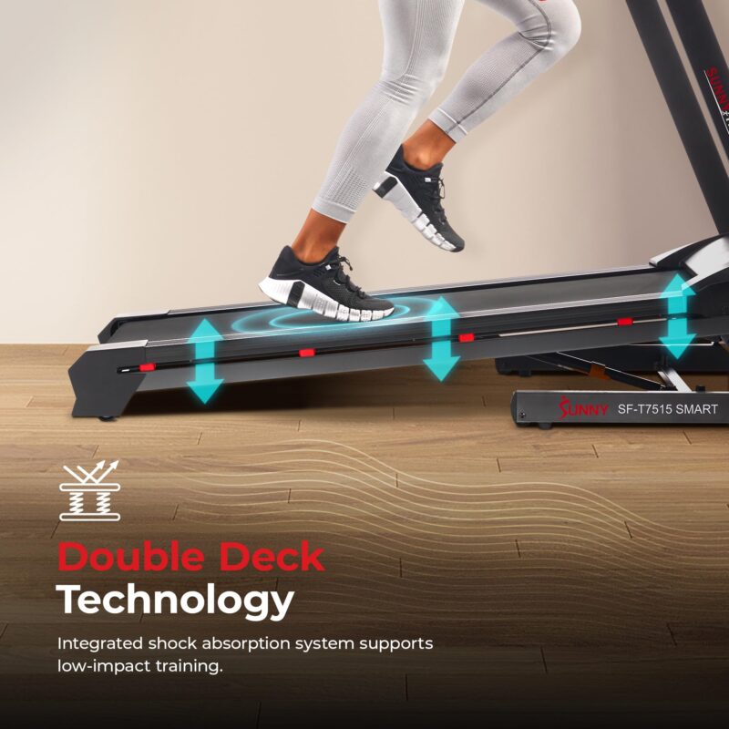 Sunny Health & Fitness Foldable Treadmill – 2.5 HP Brushless Motor, 0–16 km/h, 15-Level Auto Incline, 50 cm Deck, Bluetooth & SunnyFit App - Image 7
