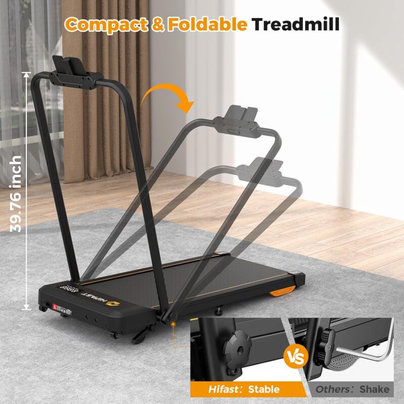 HiFast Under-Desk Walking Pad Treadmill – 0.6–7.6 MPH, 8% Incline, 300 lb Capacity, Foldable with Handle, Remote & App Control - Image 7