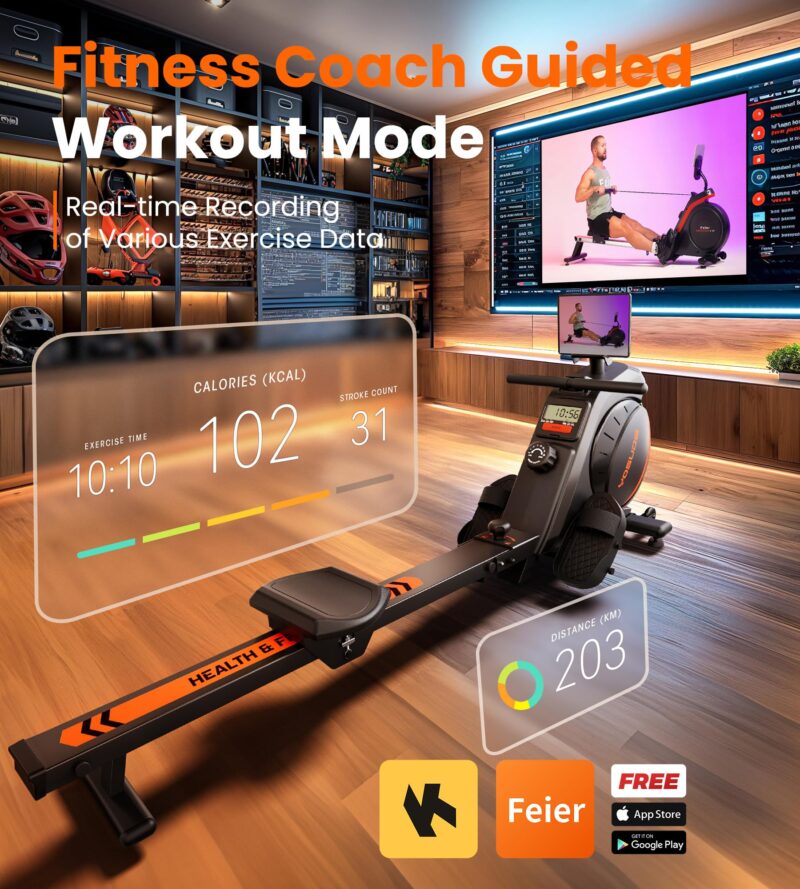 YOSUDA Magnetic & Water Rowing Machine – Foldable Home Rower, 159 kg Capacity, Bluetooth App, Tablet Holder & Comfortable Seat - Image 13